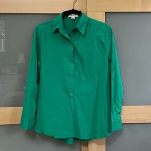 Kelly green button up cotton stretch long sleeve shirt size large L